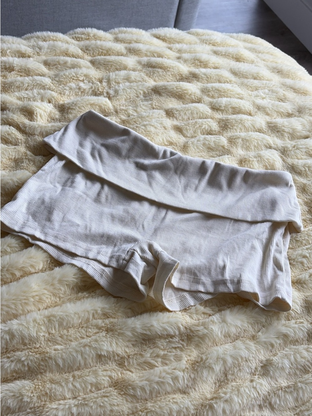 Cream foldover shorts